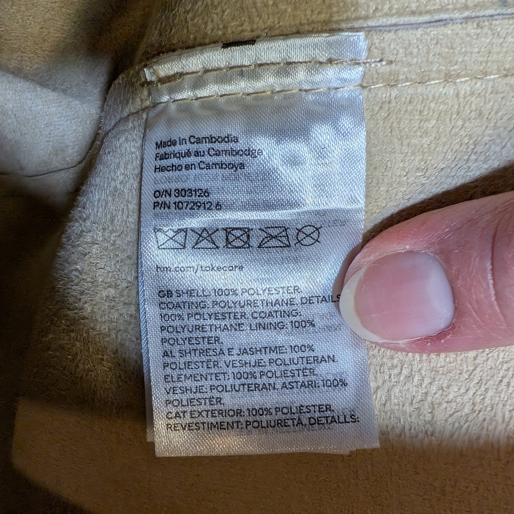 H&M Tan Faux Leather Tote Bag, Used - Picture 14 of 16